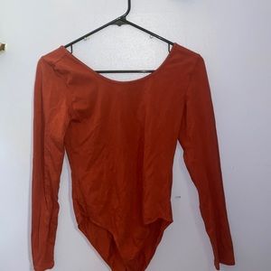 Low Back Burnt Orange/Red Long Sleeve Bodysuit